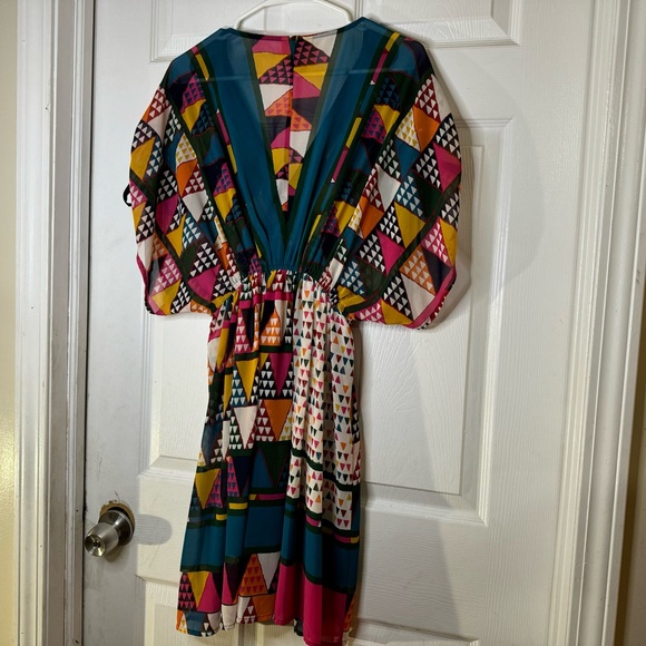 Anthropologie Maeve abstract multi color sheer dress beach cover up size 4 - Picture 7 of 8